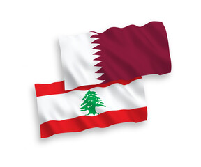 Flags of Lebanon and Qatar on a white background