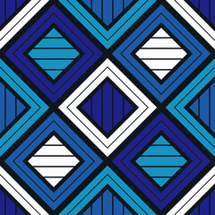 Mosaic with geometric shapes. Seamless pattern. Design with manual hatching. Textile. Ethnic boho ornament. Vector illustration for web design or print.