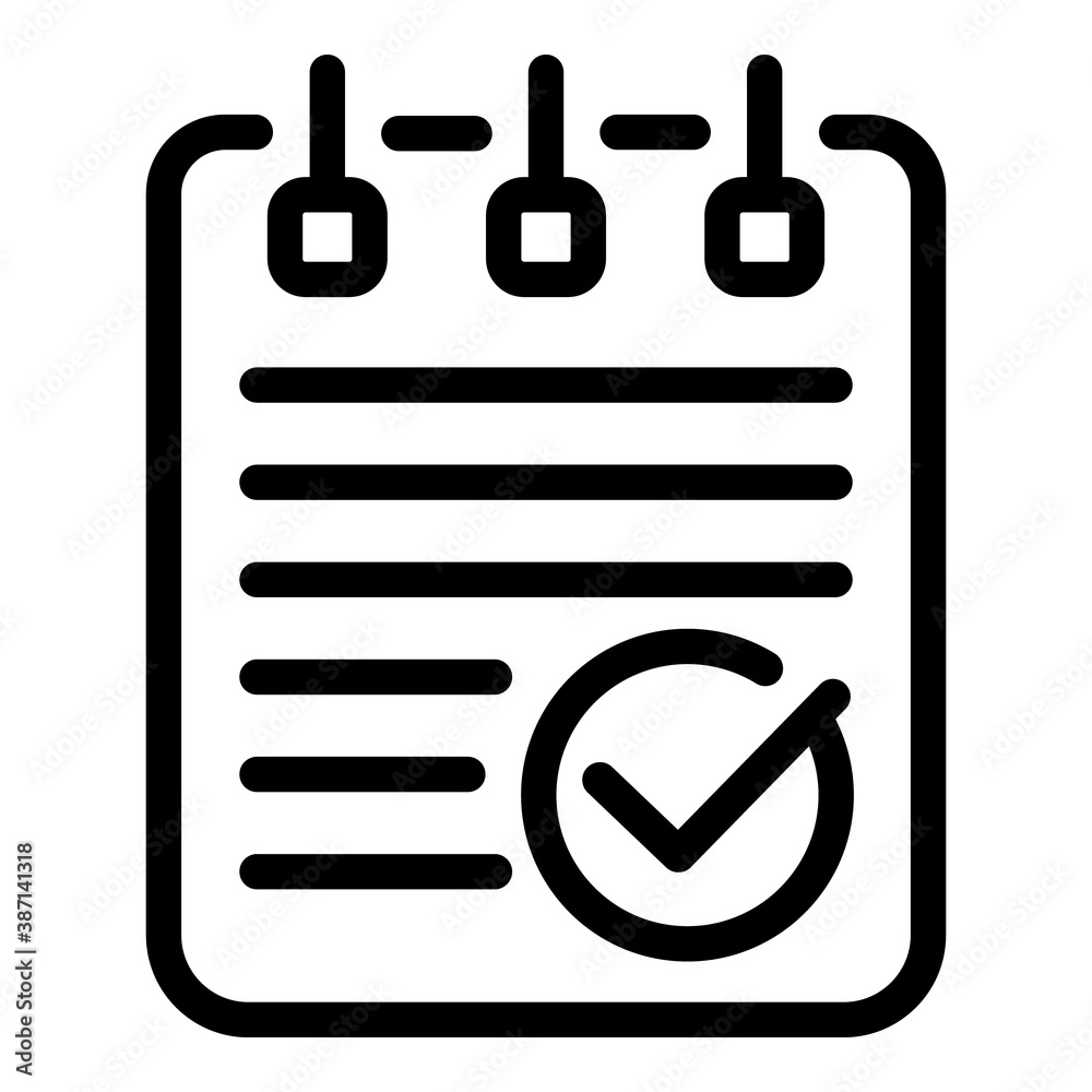 Poster approved notebook icon. outline approved notebook vector icon for web design isolated on white backg