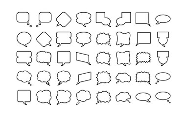linear speech bubbles. scribe round shapes for comic magazine bubble talk collection