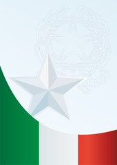 Flag of Italy, template for the award, an official document with a flag and a symbol of the Italian Republic
