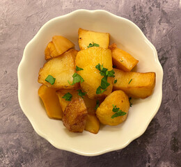 Skillet, also known as pan fried potatoes with parsley. The perfect side dish to steak and grilled dishes.