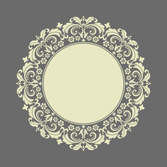 Decorative frame Elegant vector element for design in Eastern style, place for text. Floral gray border. Lace illustration for invitations and greeting cards