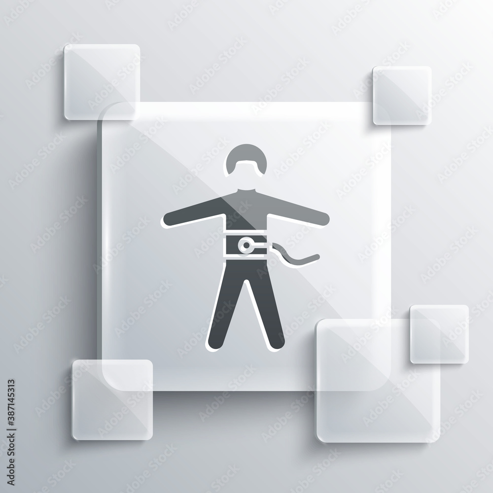 Wall mural Grey Bungee jumping icon isolated on grey background. Square glass panels. Vector Illustration.