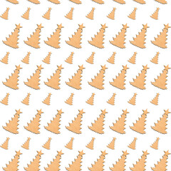 Wooden Christmas tree seamless pattern, isolated on white background