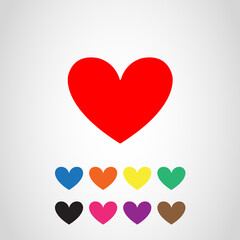 Heart and love icon vector isolated on gray background. Trendy heart icon in flat style. Template for love symbol and love logo. Icon heart for your web site. Modern heart and love icon