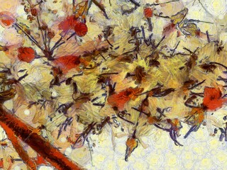 Passengers in the airport Illustrations creates an impressionist style of painting.