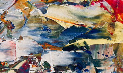 Abstract oil painting on canvas . background wallpaper. Modern motif visual art . Trendy hand...