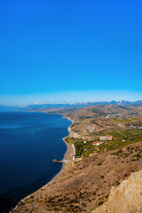 Fototapeta na wymiar Beautiful panorama of the coastal landscape in the Crimea. Black Sea