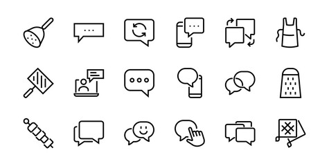 Simple set of message line vector line icons. contains icons such as conversation, SMS, notifications, group chat, and more. Editable stroke. 48x48 pixels perfect, white background