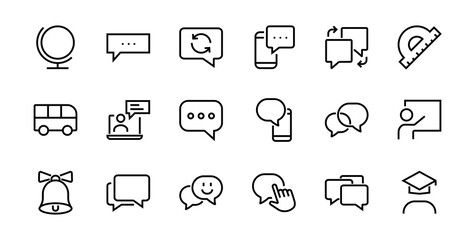 Simple set of message line vector line icons. contains icons such as conversation, SMS, notifications, group chat, and more. Editable stroke. 48x48 pixels perfect, white background
