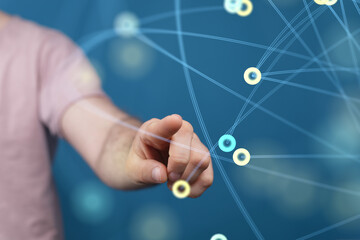 network touch hand young man