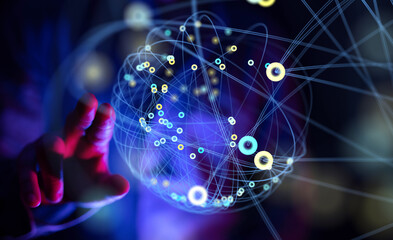 network touch hand young man