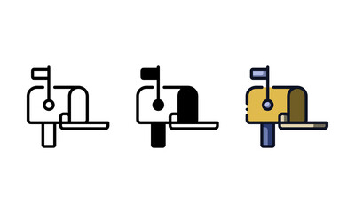 Mailbox icon. With outline, glyph, and filled outline styles