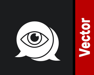 White Eye scan icon isolated on black background. Scanning eye. Security check symbol. Cyber eye sign. Vector.