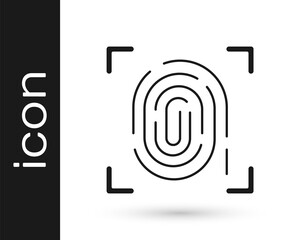 Black Fingerprint icon isolated on white background. ID app icon. Identification sign. Touch id. Vector.