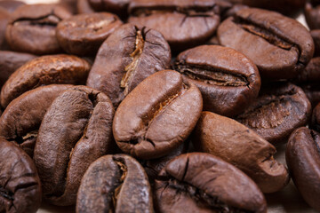 Fresh roasted coffee beans. Macro shot.
