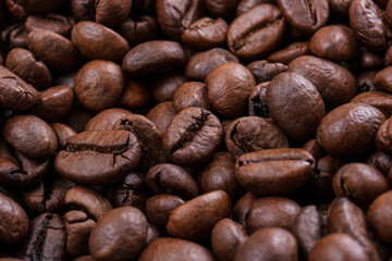 Fresh roasted coffee beans. Macro shot.
