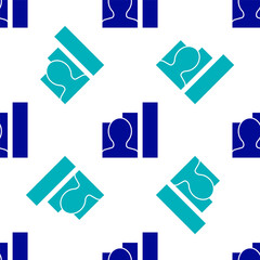 Blue Productive human icon isolated seamless pattern on white background. Idea work, success, productivity, vision and efficiency concept. Vector.