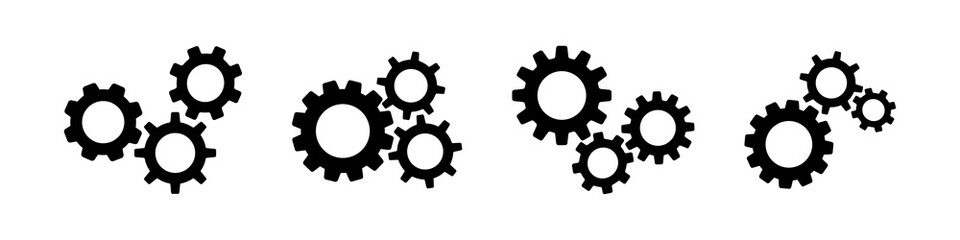 gear wheel black vector icon. cogwheel configuration set on white background. mechanical technical work worked power sign. cog wheel symbol