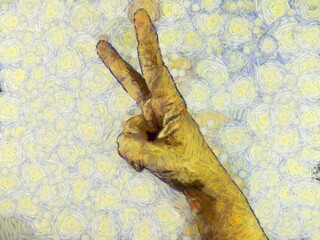 Man's hand Illustrations creates an impressionist style of painting.