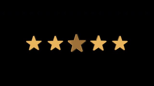 Five stars rating 3d. Three animations. Alpha channel