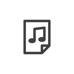 Music file line icon. linear style sign for mobile concept and web design. Document file with music note outline vector icon. Symbol, logo illustration. Vector graphics