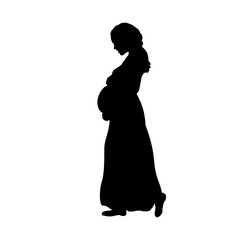 Silhouette pregnant woman pending their baby