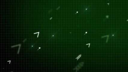 3d rendering of abstract white arrows speed power on technological futuristic green background.
