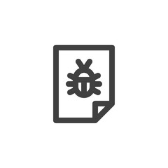 Virus document file line icon. linear style sign for mobile concept and web design. Document Bug outline vector icon. Symbol, logo illustration. Vector graphics