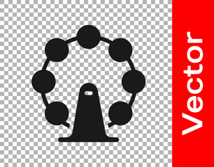 Black London eye icon isolated on transparent background. Eye london england landmark culture europe icon. Vector.