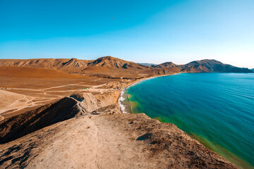 Amazing panoramic view of the hills and the sea from the high Cape Chameleon.