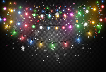 Vector illustration of a light garland on a transparent background.