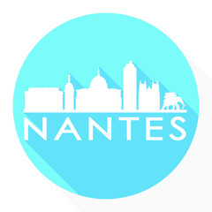 Nantes France Flat Icon Skyline Silhouette Design City Vector Art Logo.