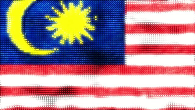 60FPS digital background of Malaysia flag  waving, UHD CG 4k 3d seamless looping animation