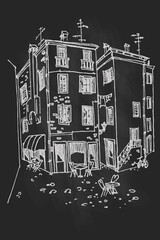 Vector sketch of architecture of Rovinj, Croatia.