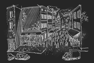 Vector sketch of architecture of Rovinj, Croatia.