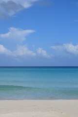 Exotic tropical beach white sand beautiful sea relax time in Cuba, Caribbean
