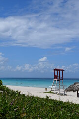 Exotic tropical beach white sand beautiful sea relax time in Cuba, Caribbean