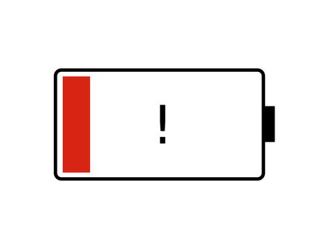 Low battery symbol illustration isolated on a white background. 