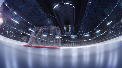 hockey arena fisheye leans photorealistic 3d render illustration  © Anna Stakhiv