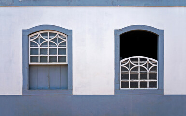Ancient colonial windows in Serro, Minas Gerais, Brazil 
