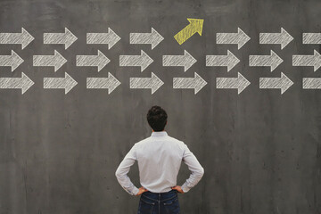 think different, change direction concept, creative thinking