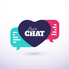 Love talk chat dating, heart shape in message bubble