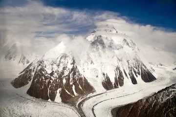 Tableaux ronds sur aluminium brossé K2 aerial view of k2 with Mount Godwin-Austen and baltoro glacier inkarakorum range Pakistan 