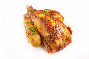 roast whole chicken isolated on white background