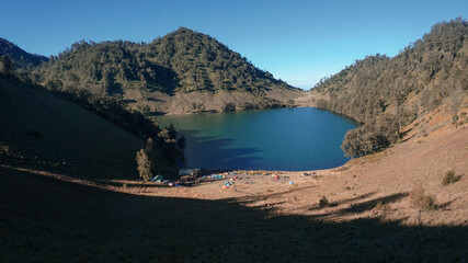 Ranu Kumbolo Lake in Semeru Mountain Indonesia