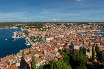 Fototapeta na wymiar Aerial view of the Croatian town of Rovinj, on the coast of the Adriatic sea
