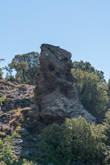 large rock on the side of a Sierra Nevada mountain