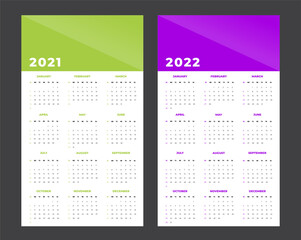 Calendar for 2021-2022 on a white background. Sunday to Monday, business template - 387161953